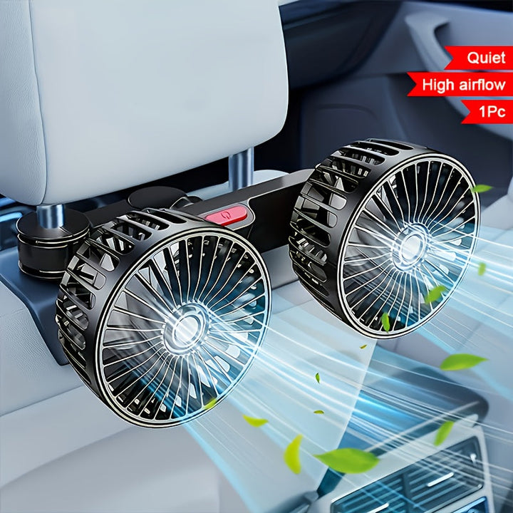 Leiser, kompakter USB Autolüfter mit zwei Ventilatoren für effiziente Luftzirkulation und Kühlung im Auto.