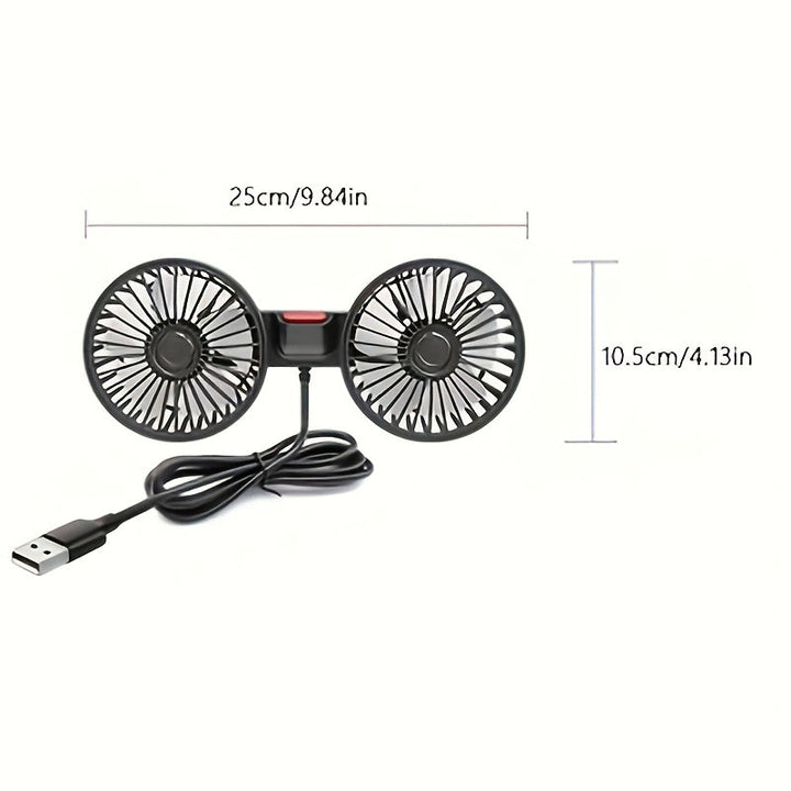 Hochwertiger USB Auto Doppellüfter, leise und 360° drehbar, als effektives Auto Zubehör für frische Luft.