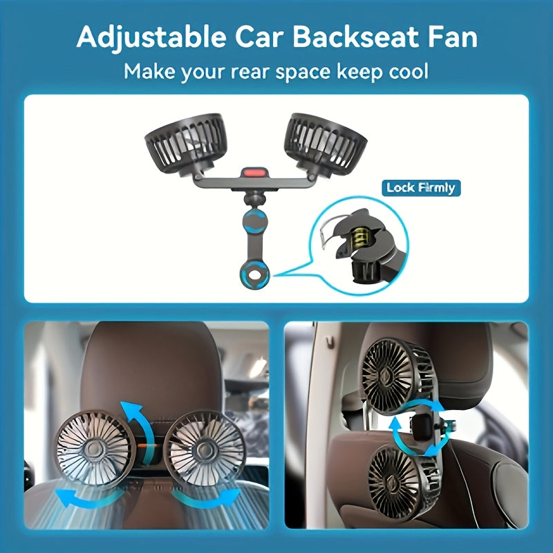 Vielseitiger 360° drehbarer USB Doppellüfter, ideal als Autolüfter für angenehme frische Luft im Fahrzeug.
