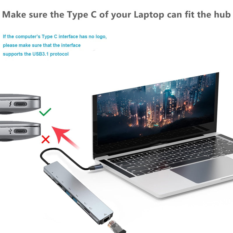 Vielseitiger USB-C Hub für MacBook & iPad Pro: HDMI, PD, USB, SD, Ethernet in einem Gerät.