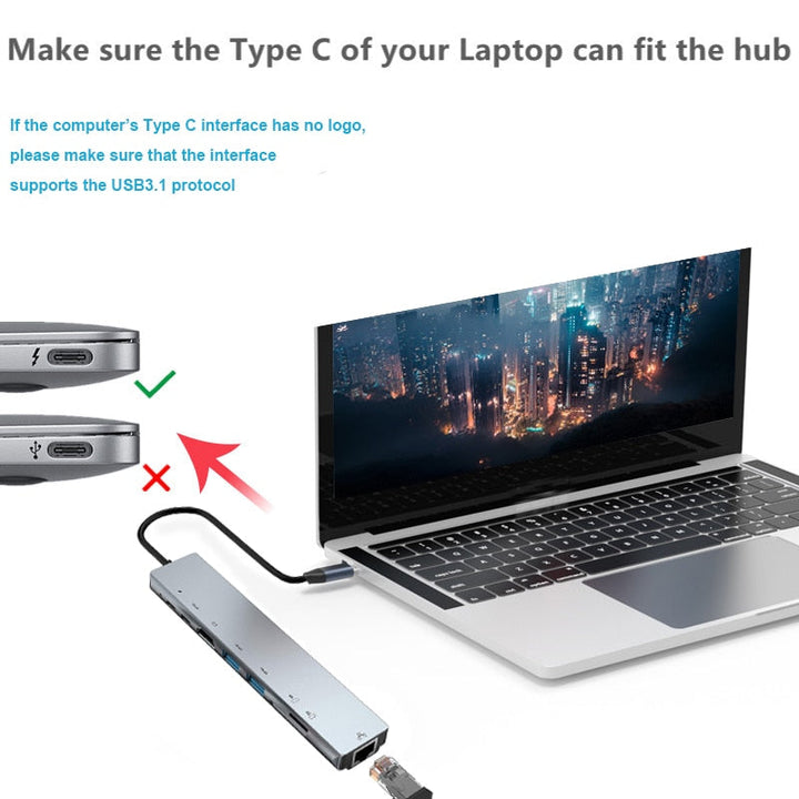 Vielseitiger USB-C Hub für MacBook & iPad Pro: HDMI, PD, USB, SD, Ethernet in einem Gerät.