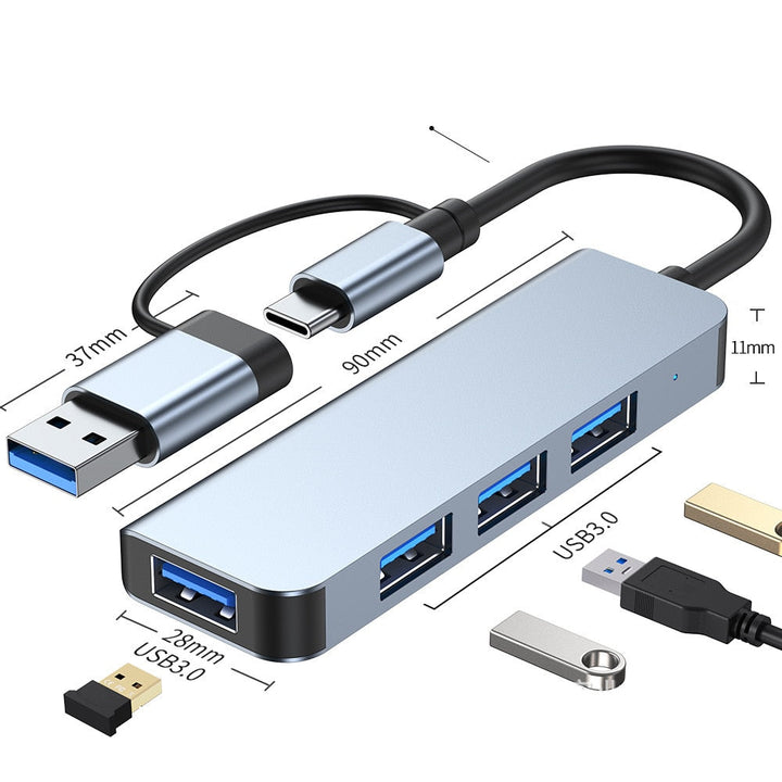 Schlanker USB-C Multiport Adapter, ideal für Homeoffice und Reisen, mit allen wichtigen Anschlüssen.