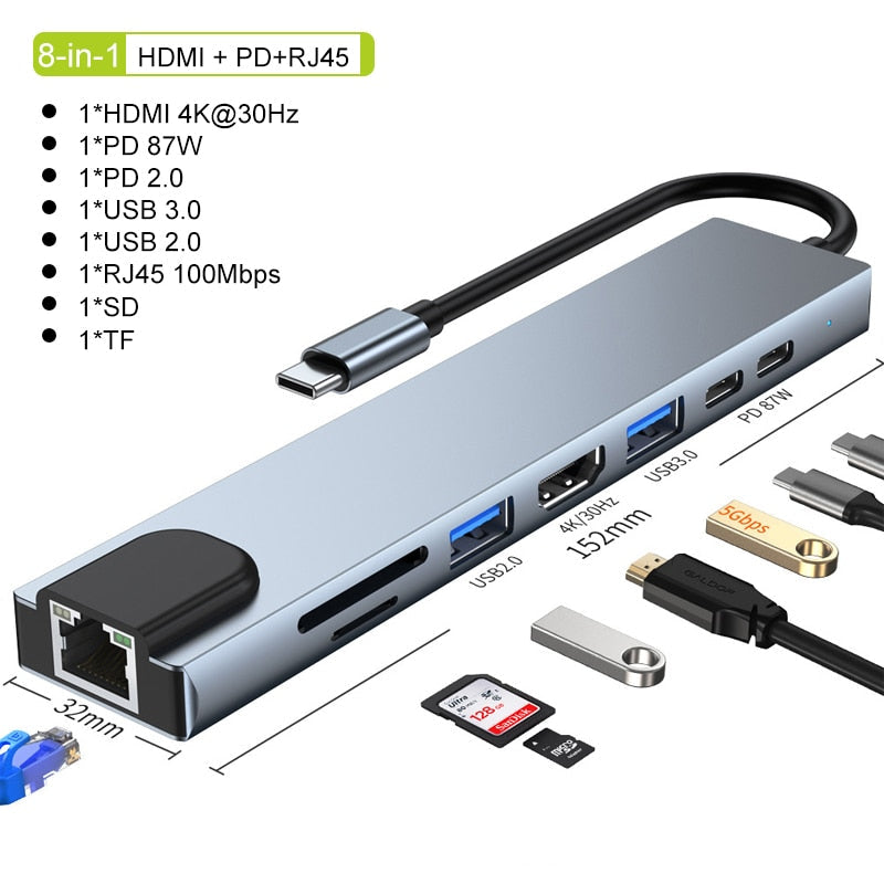 iPad Pro Adapter: USB-C Dockingstation mit HDMI, PD und USB-Ports für erweiterte Nutzung.