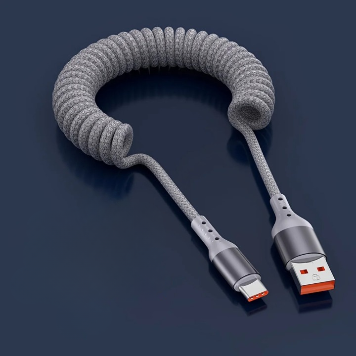 USB-C Feder-Ladekabel 100W FlexCharge für schnelles Laden & Datenübertragung von Smartphones & Tablets.