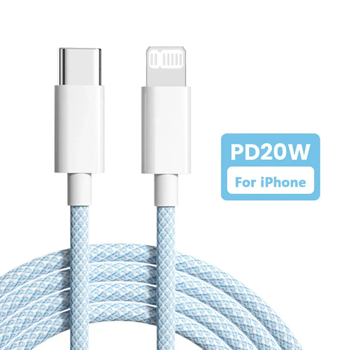 Schnelles 3A USB-C Lightning Ladekabel für iPhone, iPad und AirPods. Zuverlässiges Datenkabel in Premium-Qualität.