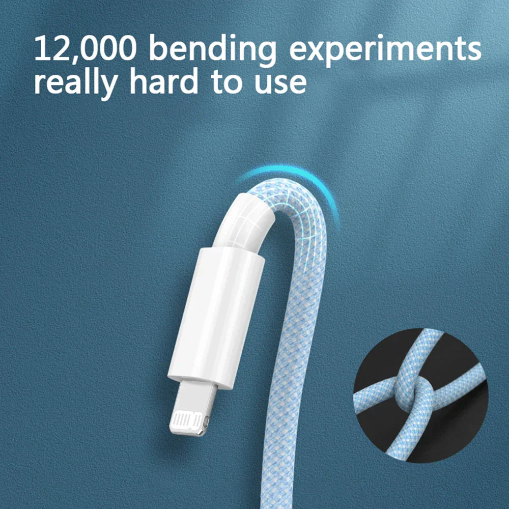 Vielseitiges USB-C Lightning Daten- & Ladekabel für Apple Geräte. Kompatibles 3A Schnellladekabel für iPhone, iPad, AirPods.