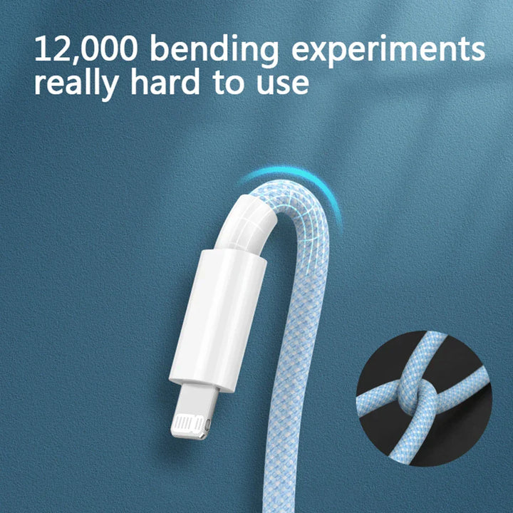 Vielseitiges USB-C Lightning Daten- & Ladekabel für Apple Geräte. Kompatibles 3A Schnellladekabel für iPhone, iPad, AirPods.