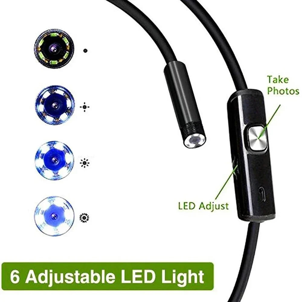 Wasserdichte USB-Inspektionskamera (IP67) mit LED für Motor- und Rohrprüfungen an schwer zugänglichen Stellen.