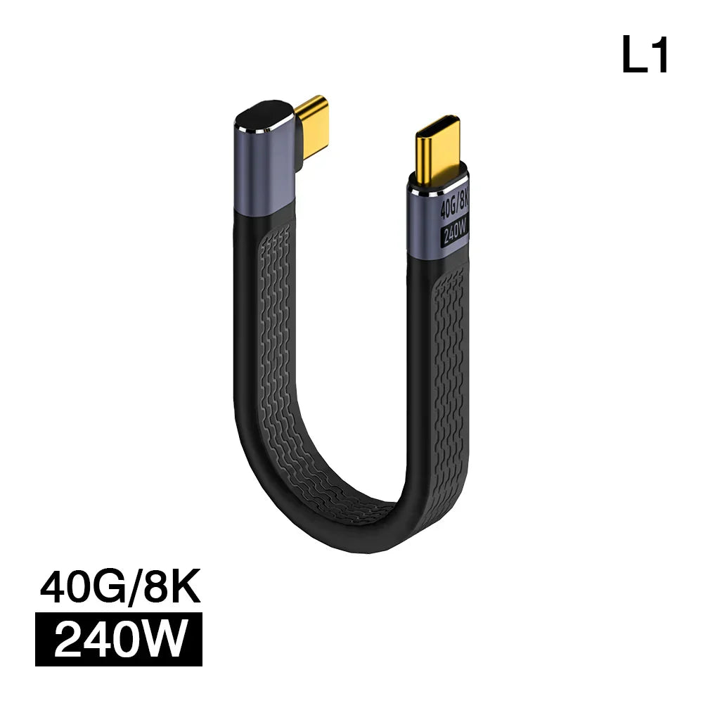 Kompaktes USB4 Winkel-Datenkabel, ideal für 8K Displays & schnelle Datentransfers.