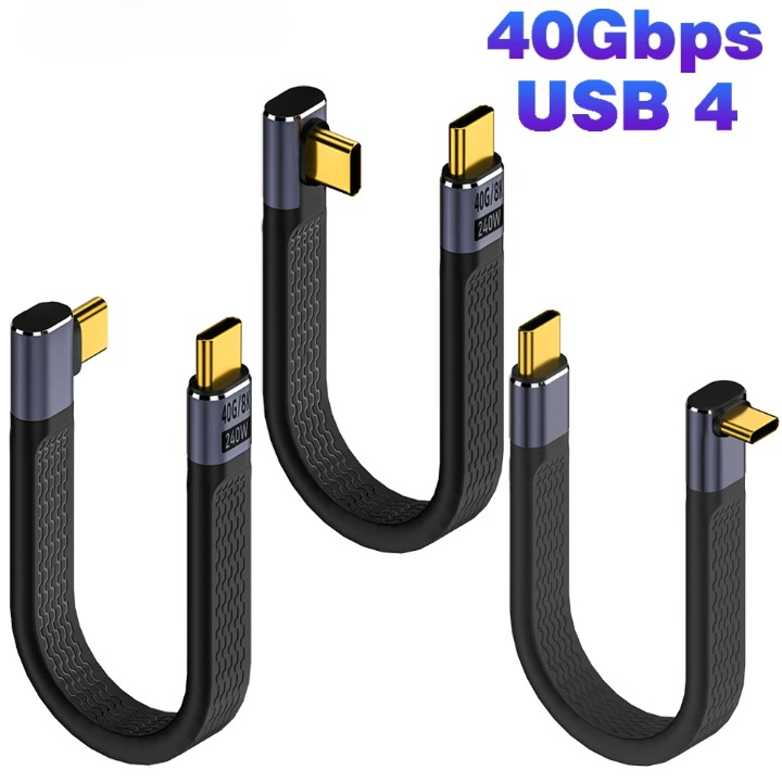 Hochleistungs-USB4 Winkelkabel mit 40Gbps Datenübertragung und 240W Power Delivery.