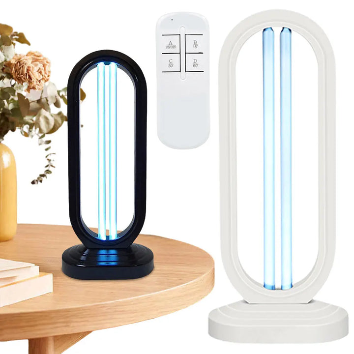 UV-C Ozonlampe reinigt die Luft im Wohnzimmer; ideal für Hygiene & keimfreies Raumklima zu Hause.