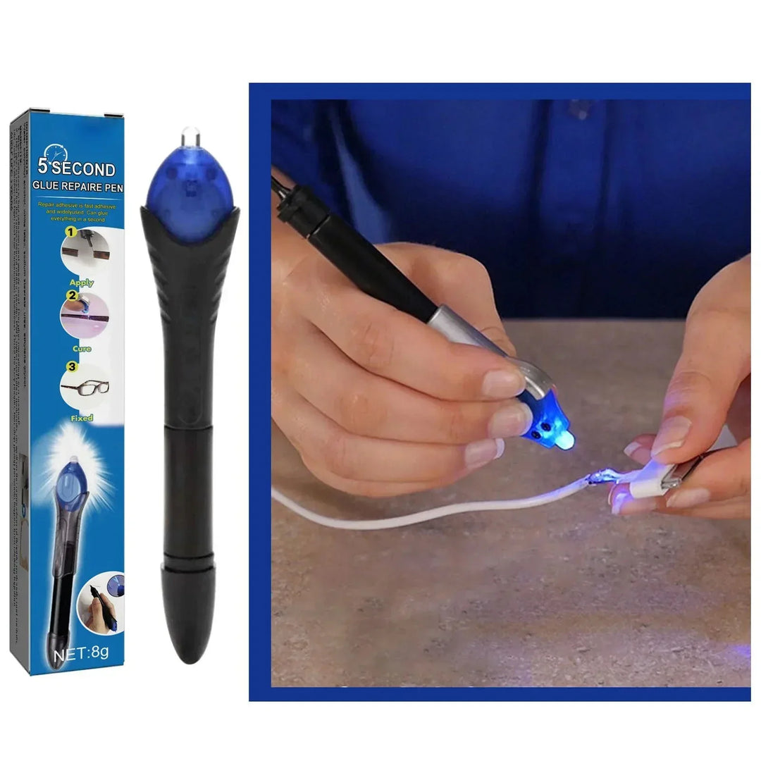 UV Klebestift QuickFix für schnelle, starke Reparaturen mit flüssigem Kunststoff und UV-Licht.