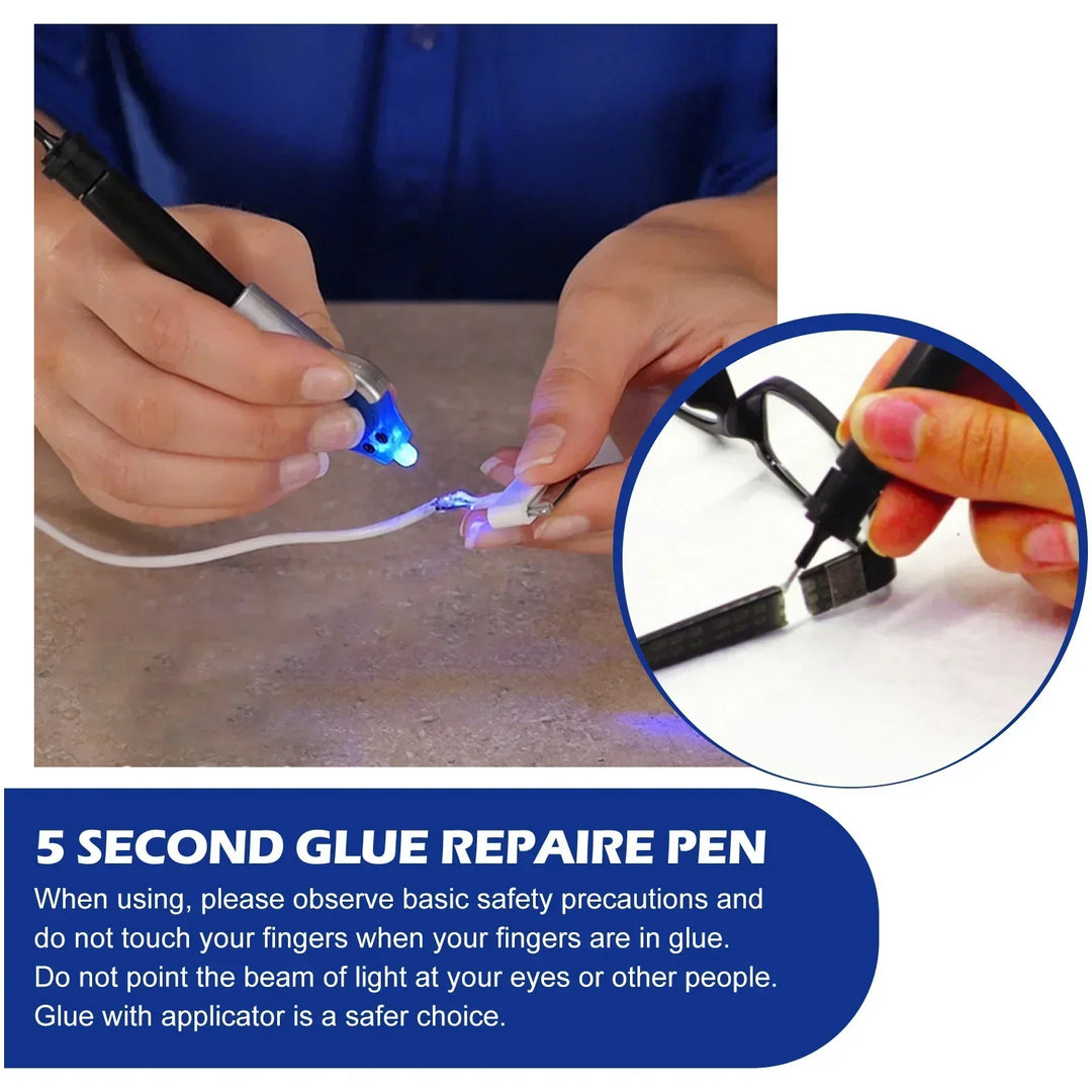 Flüssiger Kunststoff UV Klebestift QuickFix für DIY-Projekte, Basteln und schnelle Fixierungen.