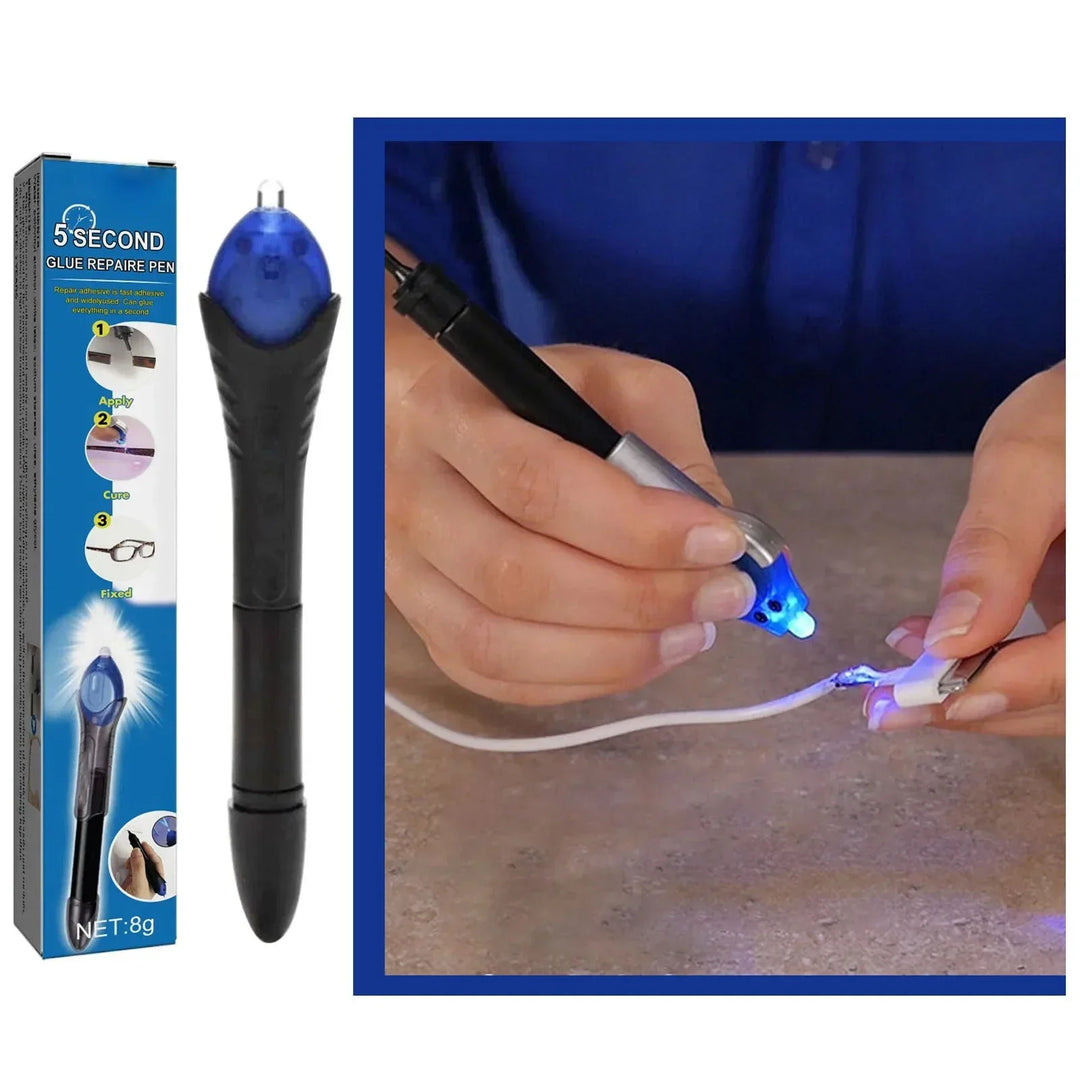 UV Reparatur Stift für schnelle Verklebungen; Sekundenkleber mit UV-Licht zum Fixieren von Brüchen & Rissen.