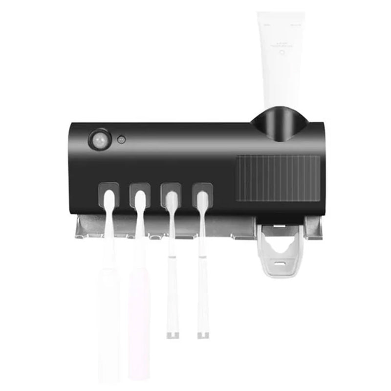 Intelligenter UV-Sterilisator für Zahnbürsten & integrierter Zahnpastaspender, ideal für Familienbad.
