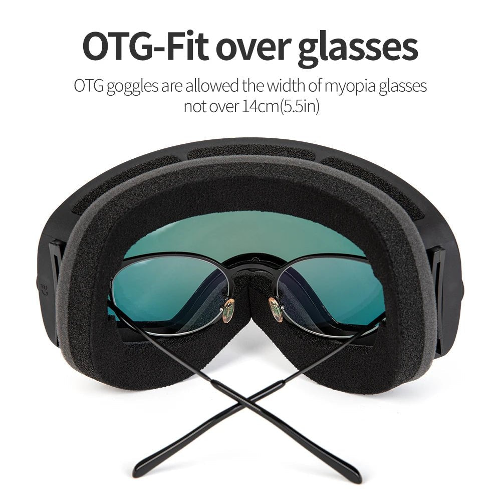 Hochwertige UV400 Skibrille mit doppeltem Antibeschlag-Glas für optimale Sicht beim Wintersport.