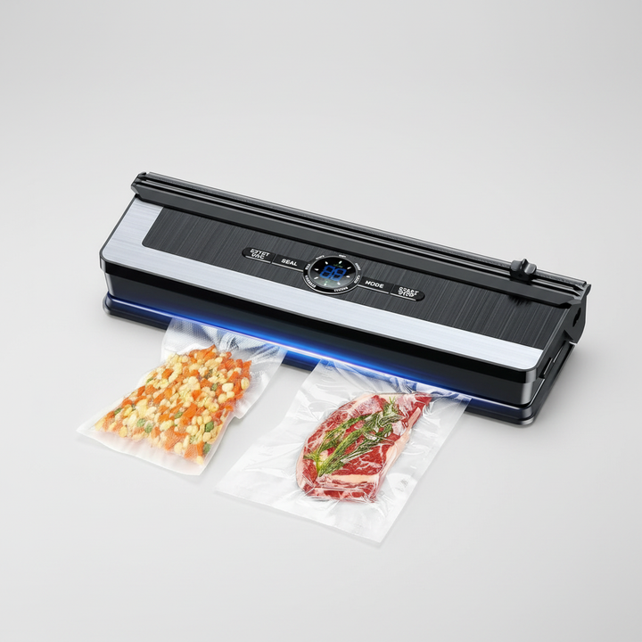 Vakuumiergerät mit Schneider für maximale Frische von Lebensmitteln. Ideal für Sous Vide & Meal Prep.