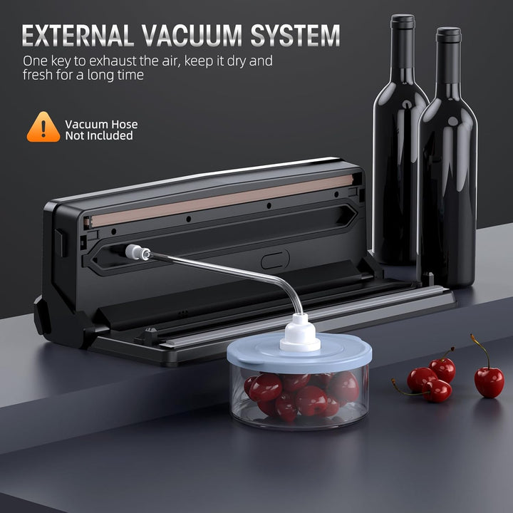 Platzsparendes Vakuumiergerät mit 8 Funktionen. Ideal zur Lebensmittelkonservierung, Sous Vide & Organisation im Haushalt.