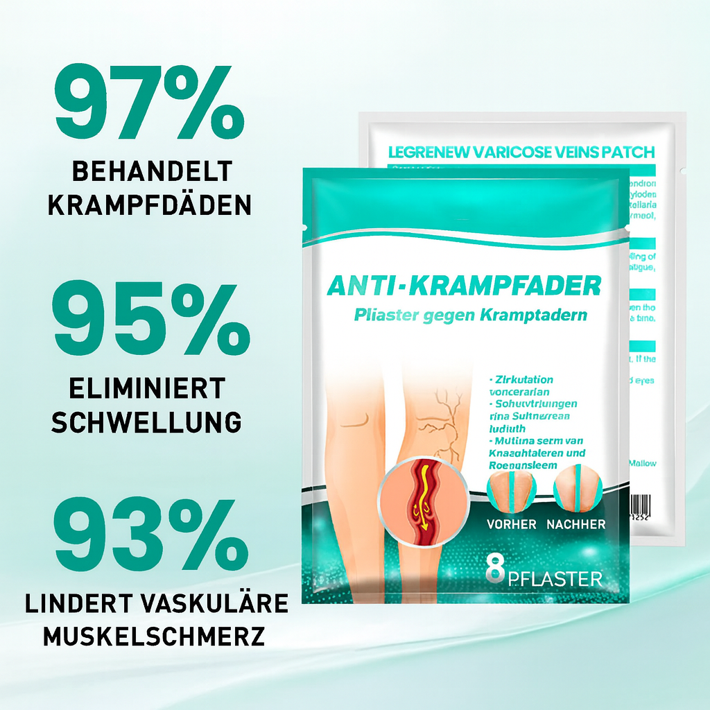 Nahaufnahme des VenoLift Mikronadel-Pflasters zur Venenpflege und Linderung von Beinschmerzen.