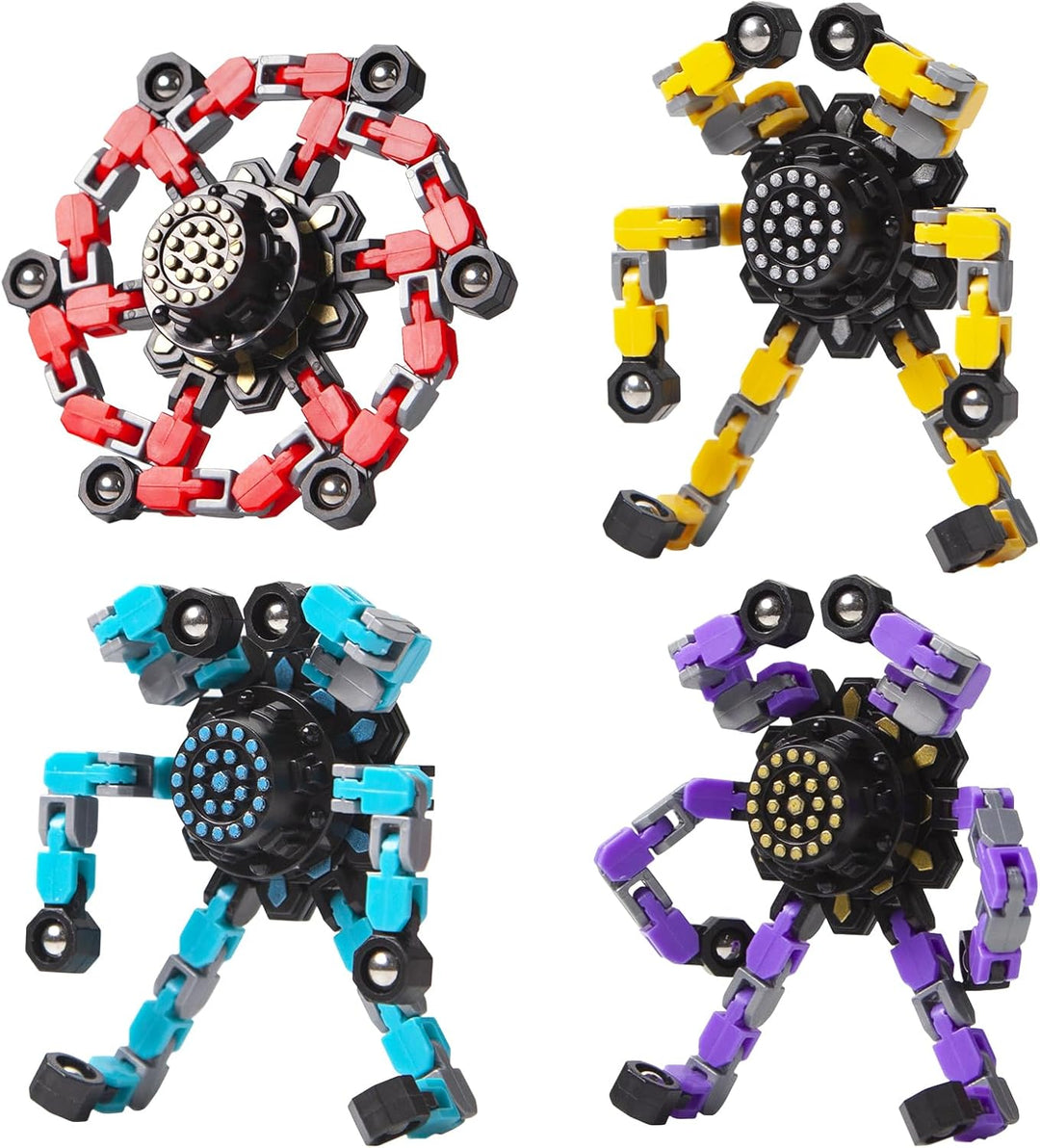 Verformbares Fidget Spinner Set für Stressabbau. Zappelspielzeug für Konzentration und Kreativität.