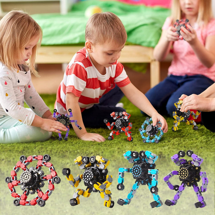 Mehrfarbiges verformbares Fidget Spinner Set. Ideal als Geschenkidee, fördert Kreativität & Konzentration.