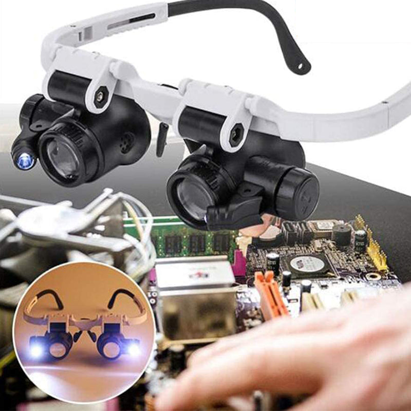 Vergrößerungsbrille mit LED-Licht, ideal für Elektronik-Lötarbeiten, Lesehilfe & Detailarbeit.
