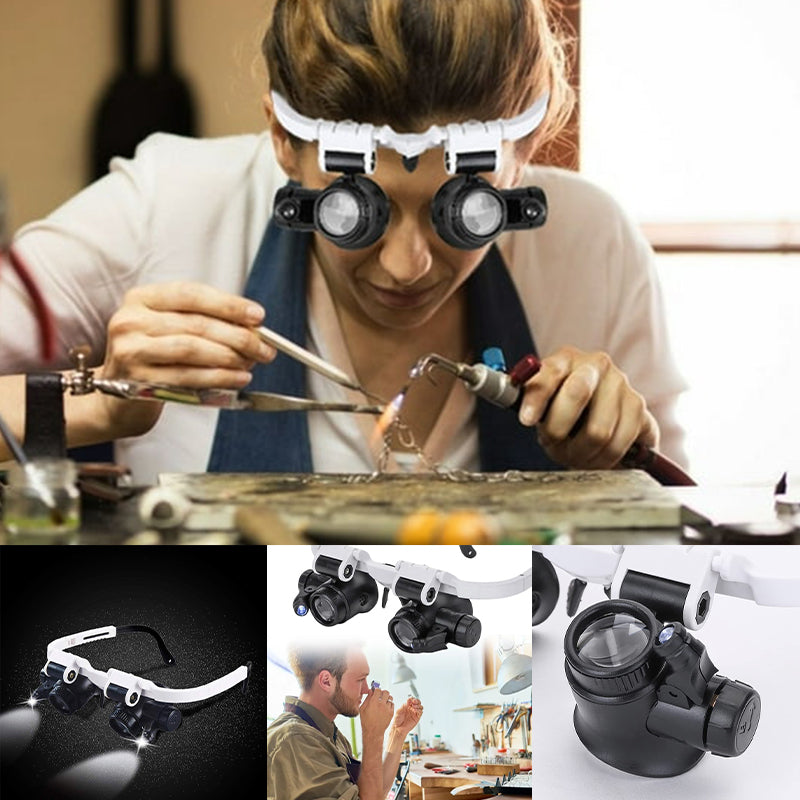 Detailarbeit leicht gemacht: Vergrößerungsbrille mit LED-Licht für Basteln, Nähen und Reparaturen.