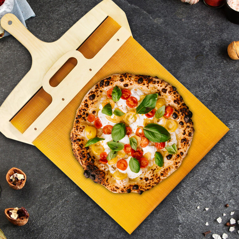 Birkenholz Pizzaschieber, verschiebbar, für müheloses Schieben perfekter, hausgemachter Pizzen.