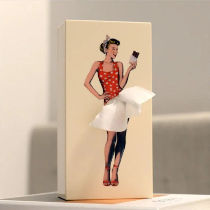 Stilvolle Flying Skirt Taschentuchbox, einzigartiges Design als charmantes Wohnaccessoire.
