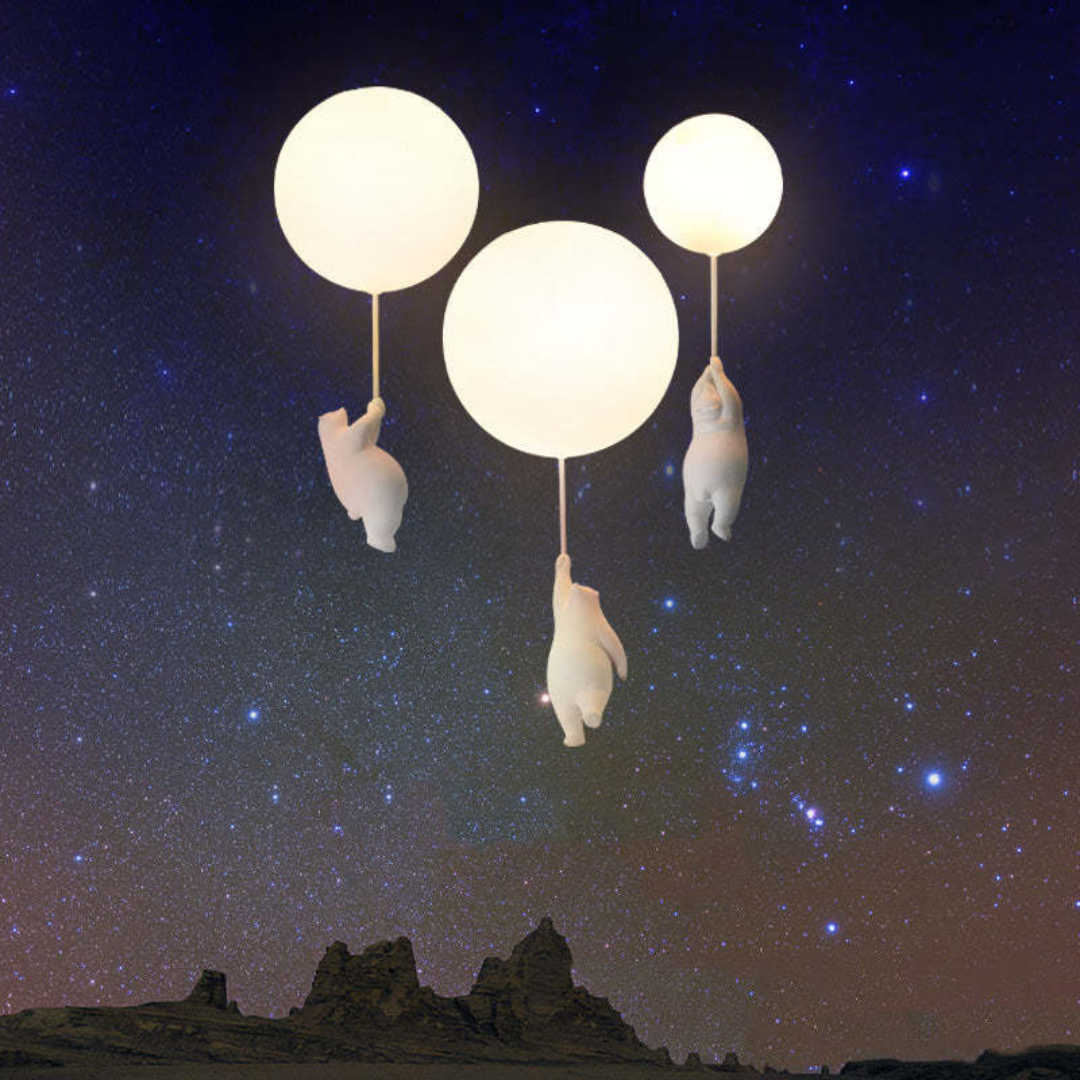 Die Fateh Bär Luftballon Lampe sorgt für eine märchenhafte Kinderzimmerlampe und stimmungsvolle Akzentbeleuchtung.
