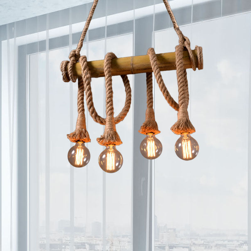 Verstellbare Bambuslampe im Industrial-Stil. Ideal als Esszimmer- oder Küchenlampe.