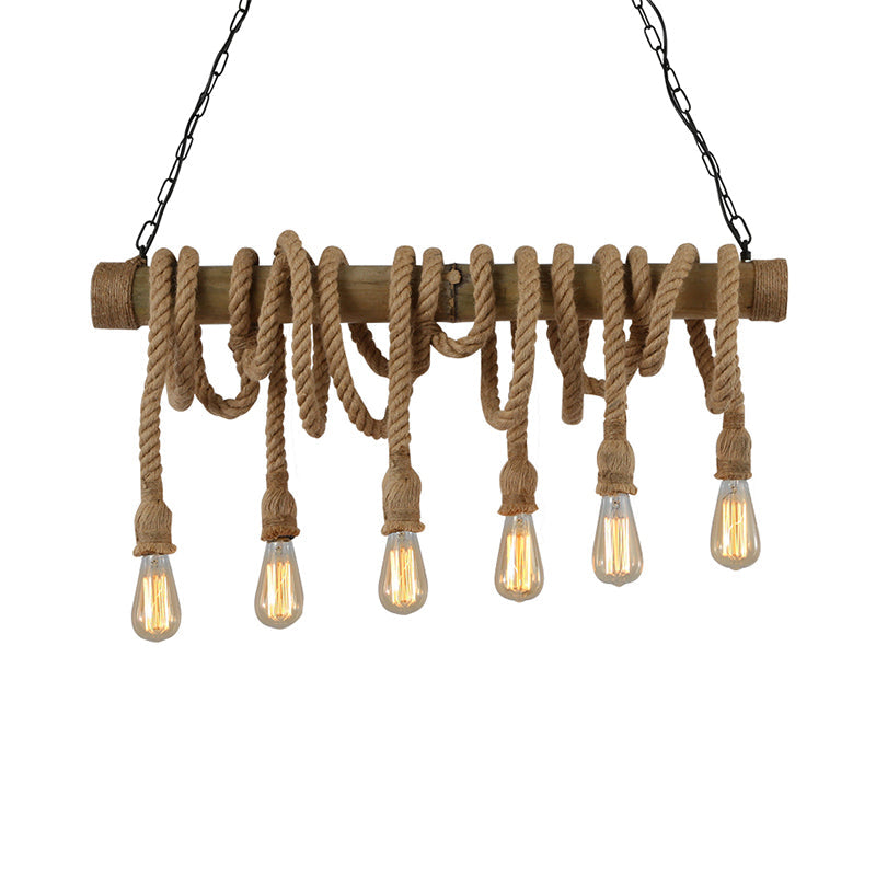 Höhenverstellbare Bambuslampe, industrielles Design. EcoChic für Esszimmer & Küche.