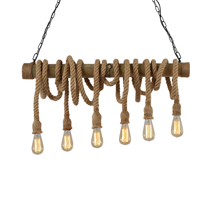 Höhenverstellbare Bambuslampe, industrielles Design. EcoChic für Esszimmer & Küche.