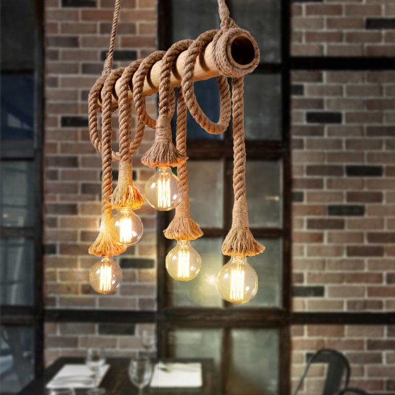 EcoChic Hängeleuchte: Bambus und Seil im Boho-Stil. Verstellbar für perfekte Beleuchtung.