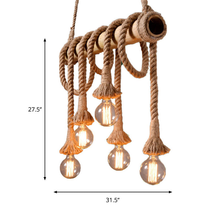 EcoChic Deckenlampe: Bambus, Seil, industrieller Stil. Verstellbar für optimales Licht.