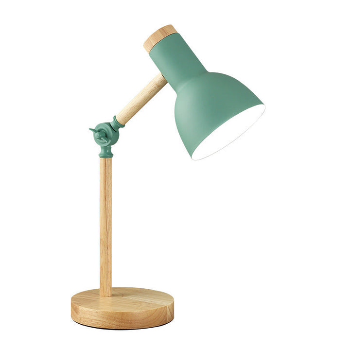 Stilvolle E27 Tischlampe, verstellbar, im Macaron Stil. Holz-Metall-Design für Wohnraum, Büro und Nachttischbeleuchtung.