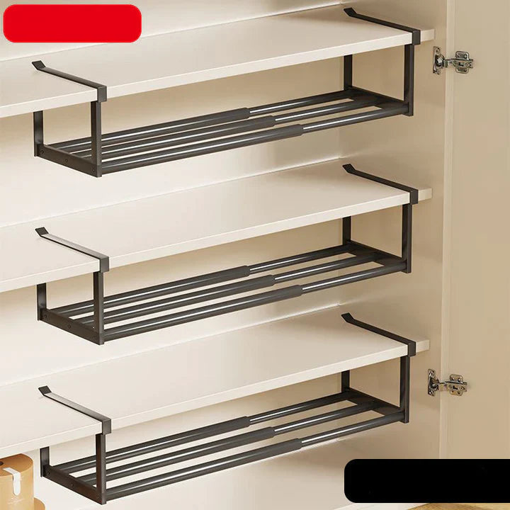 Haushaltshilfe: Verstellbare Unter-Regal-Ablage (30-50 cm), bohrfrei, für mehr Ordnung und Stauraum.