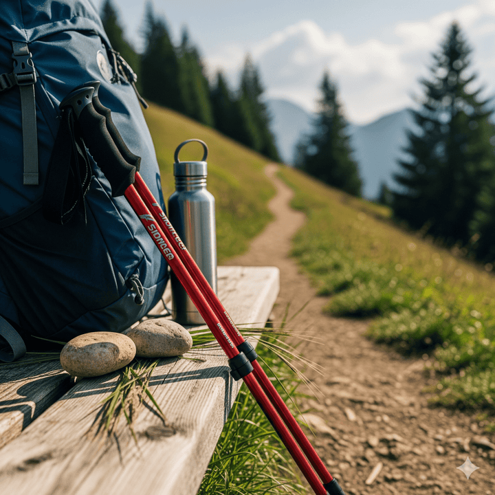 Robuste Trekkingstöcke aus Aluminium, faltbar und leicht für jedes Outdoor-Abenteuer.