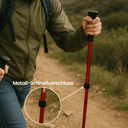 Komfortable Trekkingstöcke mit Antishock-System, für ermüdungsfreies Wandern.
