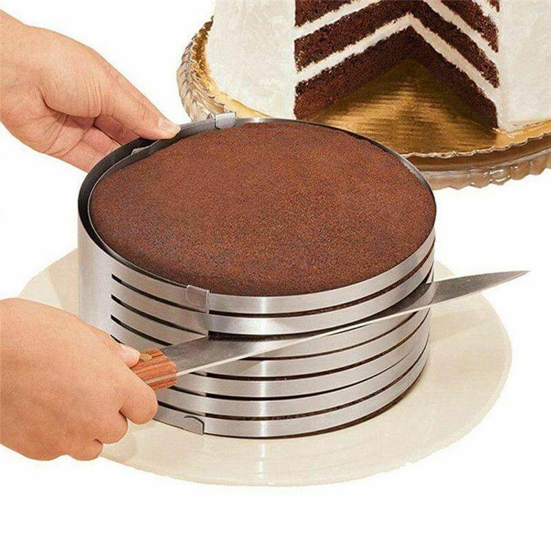 Hochwertiger verstellbarer Tortenschneider aus Edelstahl, ideal für perfekte Kuchenschichten beim Backen.