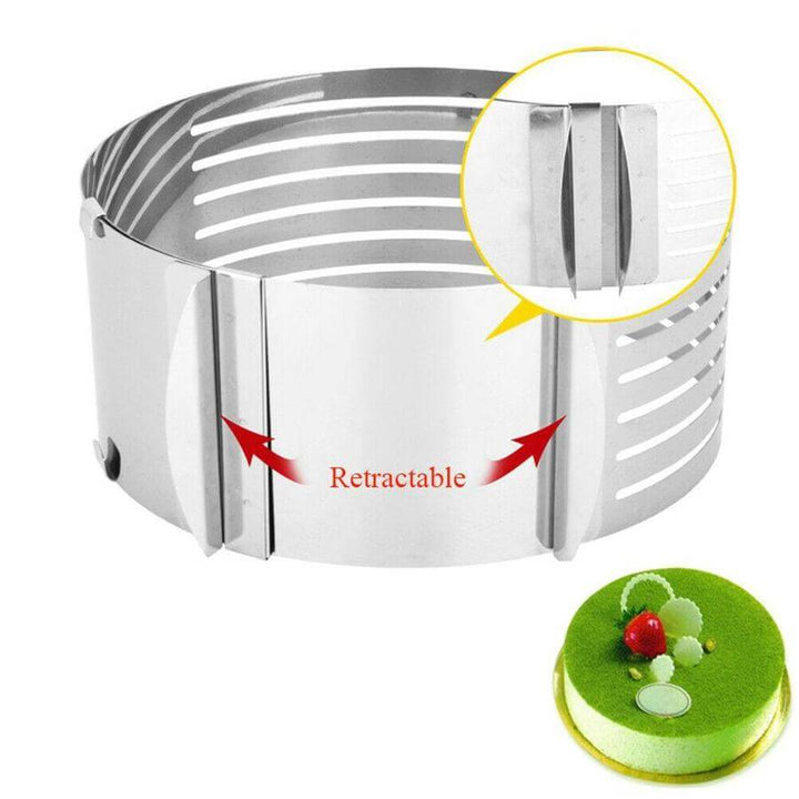 Unverzichtbares Backzubehör: Verstellbarer Tortenschneider aus Edelstahl für Patisserie-Qualität in Ihrer Küche.