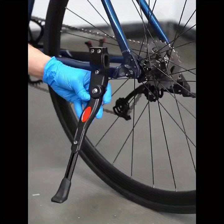 Verstellbarer Fahrradständer, seitliche Ansicht. Universelles, stabiles Fahrradzubehör für sicheres Parken.