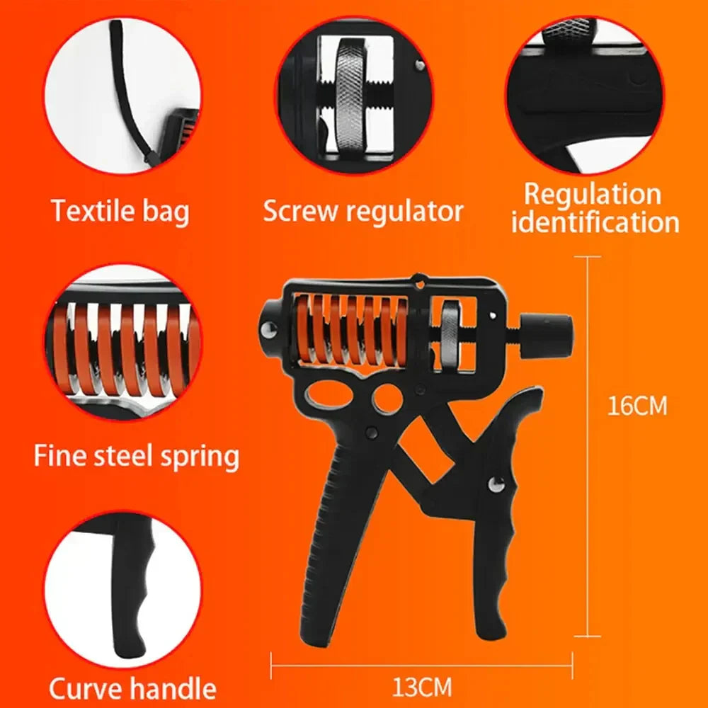 Robuster, schwarzer Handgriff-Stärker, verstellbar, für gezieltes Arm- & Unterarmtraining