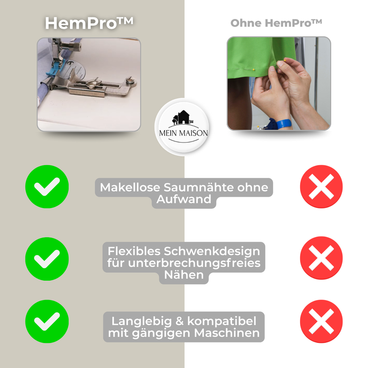 Metall-Rollsaumfuß, optimal für sauberes Nähen von Rollsäumen; Nähzubehör für genaue Textilverarbeitung.