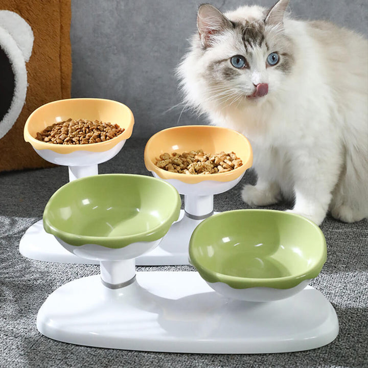 Verstellbarer Tier-Doppelnapf mit Nackenschutz für Hunde & Katzen. BPA-frei, einfache Reinigung.