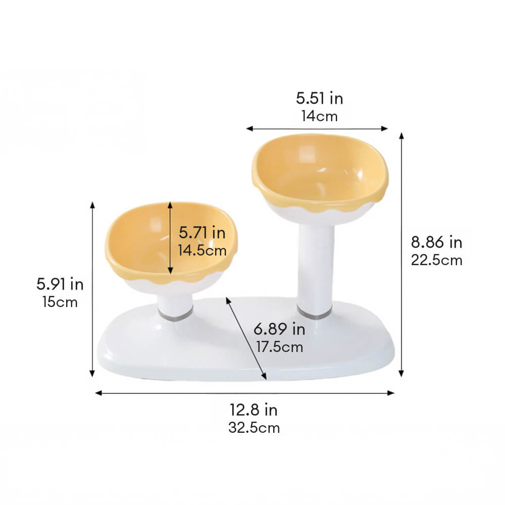Design-Doppelnapf, höhenverstellbar, mit Nackenschutz. Vereinfacht die Fütterung Ihrer Haustiere.