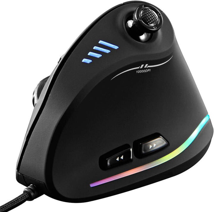Vertikale RGB Gaming Maus mit Joystick & 11 programmierbaren Tasten für PC-Spieler.