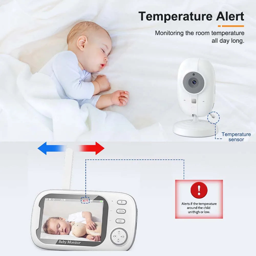 Elterneinheit des 3,5 Zoll Video-Babyphones, intuitiv bedienbar für Babysicherheit und Kontrolle.