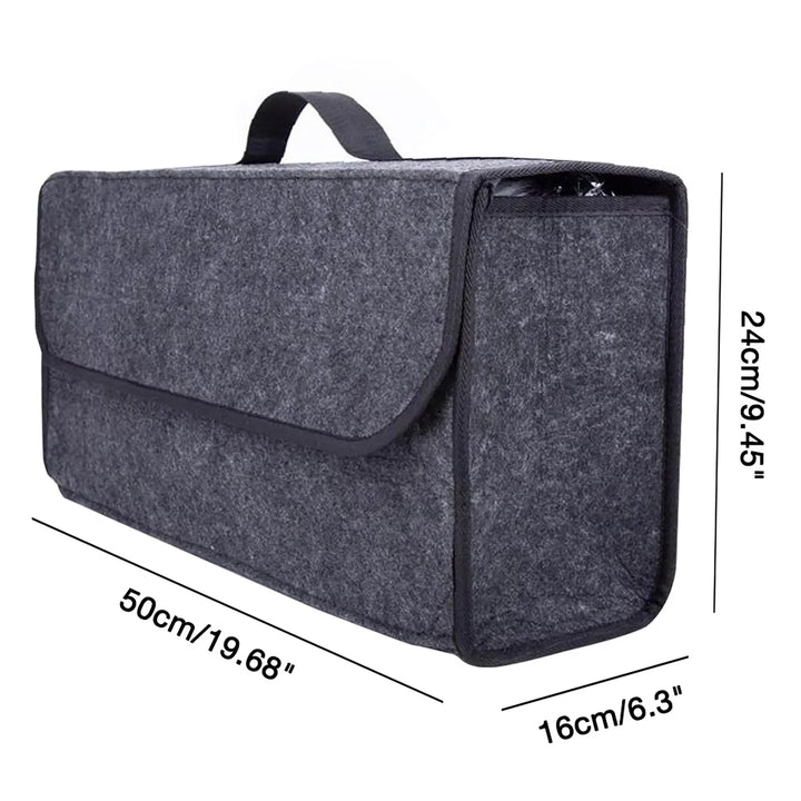 Multifunktionale Filz Aufbewahrungstasche mit Griff, grau. Perfekt als Organizer im Auto, Büro und Zuhause für Ablage.