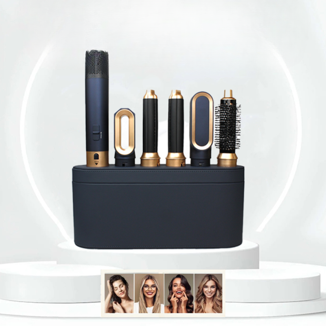Vielseitiger 5-in-1 Multi-Haarstyler für professionelles Haarstyling, Föhnen, Locken, Glätten & Volumen zu Hause.